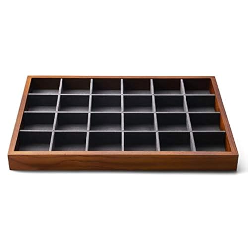 Oirlv Solid Wood Jewelry Tray,Jewelry Drawer Organizer,24 Grid(Grey) | Stackable Design,for Jewelry Necklaces Earrings and Rings,Organizing and Presentinge Legantly on Dressers&in Dresser - color: Grey 24 grid tray