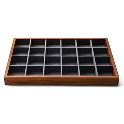Oirlv Solid Wood Jewelry Tray,Jewelry Drawer Organizer,24 Grid(Grey) | Stackable Design,for Jewelry Necklaces Earrings and Rings,Organizing and Presentinge Legantly on Dressers&in Dresser - color: Grey 24 grid tray
