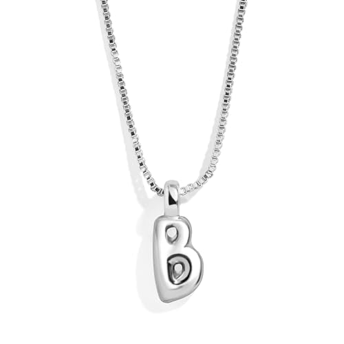 BaubleBar Gold-Plated Initial Necklace - Bubble or Signature Letter Pendant, 17-Inch Chain Necklace with Lobster Clasp, Fashion Jewelry, Perfect Personalized Gift for Women - color: B
