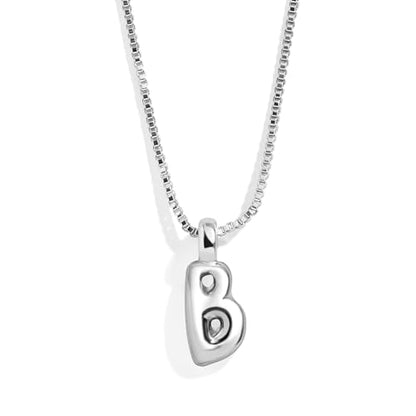 BaubleBar Gold-Plated Initial Necklace - Bubble or Signature Letter Pendant, 17-Inch Chain Necklace with Lobster Clasp, Fashion Jewelry, Perfect Personalized Gift for Women - color: B