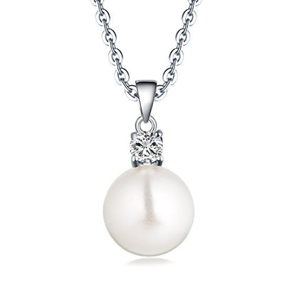 925 Sterling Silver Freshwater Cultured Pearl Pendant Necklace JO WISDOM Jewelry for Women,Girls - color: 10mm,White Pearl