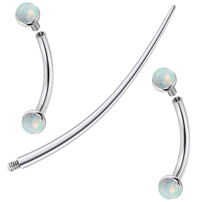 F136 Titanium 16g 6/8/10mm Opal Eyebrow/Rook/Snug/Vertical-Labret/VCH/Snake-Eyes/Anti-Tragus/Christina/Daith/Belly-Button/Bridge/Hood/Surface Curved Barbell Piercing Jewelry for Women Men - color: White, size: 10mm=3/8in