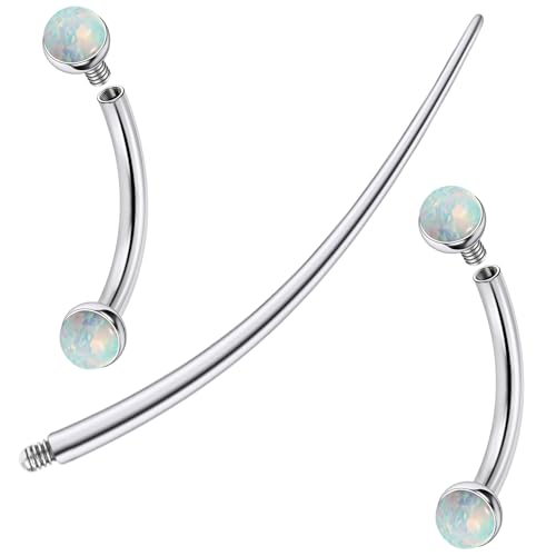F136 Titanium 16g 6/8/10mm Opal Eyebrow/Rook/Snug/Vertical-Labret/VCH/Snake-Eyes/Anti-Tragus/Christina/Daith/Belly-Button/Bridge/Hood/Surface Curved Barbell Piercing Jewelry for Women Men - color: White, size: 10mm=3/8in
