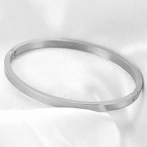 VQYSKO Love Friendship Bracelet Bangle Gold Rose Gold Silver with Cubic Zirconia Stones Stainless Steel Hinged Jewelry with Crystal Oval Bracelet Birthday Present for Her Women Teen Girls - style: 2PC-6.7 Inch-Silver+Gold