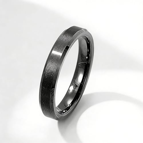 Stainless Steel Wedding Band Ring For Men Women | Sandblasted matte finish, 4mm/6mm/8mm widths, steel/black/gold-tone colors, everyday wear, wedding - color: Matte-4mm-Black