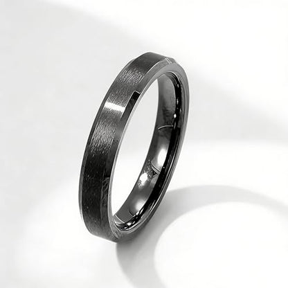 Stainless Steel Wedding Band Ring For Men Women | Sandblasted matte finish, 4mm/6mm/8mm widths, steel/black/gold-tone colors, everyday wear, wedding - color: Matte-4mm-Black