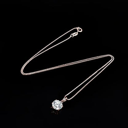 JewelryPalace Round 1ct 2ct 3ct Cubic Zirconia Solitaire Pendant Necklace for Women, 925 Sterling Silver 14k White Gold Plated Necklaces for Her, Classic Simulated Diamond Jewelry Set, 18 Inches chain - color: I-3ct-CZ-Rose Gold Plated