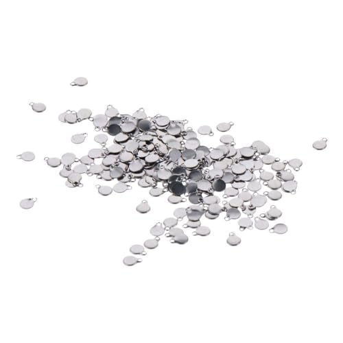 200Pcs Flat Round Stamping Blanks Charms Stainless Steel Charms Blank Stamping Tag Pendants for Bracelet Jewelry Making 7x5mm