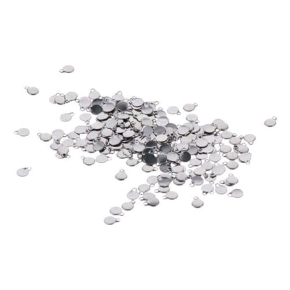 200Pcs Flat Round Stamping Blanks Charms Stainless Steel Charms Blank Stamping Tag Pendants for Bracelet Jewelry Making 7x5mm