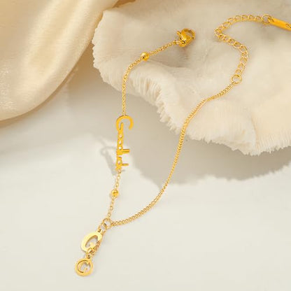 Dainty Gold Anklets for Women Stainless Steel Simple Ankle Bracelets Summer Beach Foot Chain Jewelry Gift - color: Good Luck