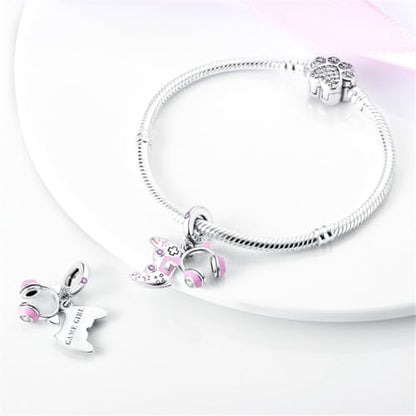 925 Silver Charm for Bracelets Animal Pet Insect Series Women Jewelry Gift - color: Pink gaming