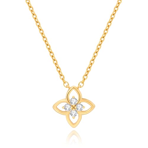 COBI T Bar Necklace for Women, Circle Pendant Necklaces,Gold Tone Finished Four Leaf Clover | Link Chain Necklace with T-Bar Charm, Adjustable 17"/18"+2" Jewelry Gift - color: Gold, style: Four Leaf Clover