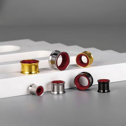 DOEARKO 6PCS Heart Shape Ear Tunnels Plugs Stainless Steel Hollow Double Flared Ear Gauges Tunnels Stretcher Body Piercing Earring Jewelry for Women Men 8mm-19mm - color: 3P-MR, size: 16 mm