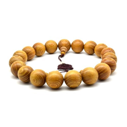 Zen Dear Natural Golden Sandalwood Mexican Bocote Mala Prayer Bead Bracelet Link Wrist Necklace Mala Beads - style: 25mm 19 beads