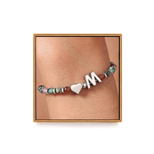 Heart Initial Bracelets for Teen Girls, Teen Girl Gifts Trendy Stuff, Christmas Stocking Stuffers for Kids, Unique Gifts for Teenage Girls on Birthday Graduation - style: M