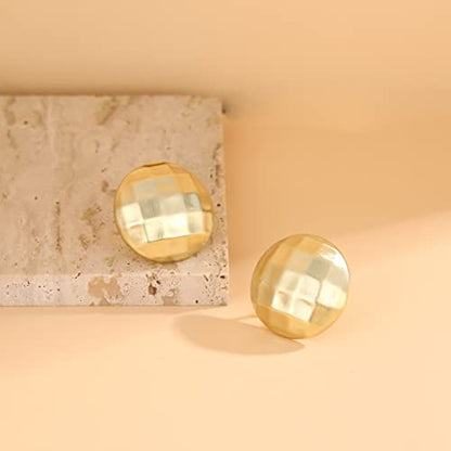 Gold Stud Earrings for Women, Trendy Geometric 14K Gold Plated CZ Crystal Stud Lightweight Hypoallergenic Jewelry for Her - color: Round