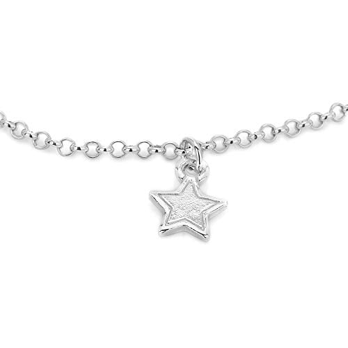 Vanbelle Sterling Silver Jewelry - Rhodium Plated 925 Stamp - Open and Close Hanging Star Charm Bracelet - Beautifully Handcrafted Bracelet for Women - 6.50" + 1" Extender