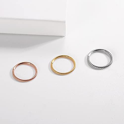 MissNity 316L Surgical Steel Hinged Nose Rings Hoop 20G 18G 16G 14G, Diameter 6mm to 10mm, Color Gold - Rose Gold - Silver - Black - Rainbow - color: C21: Black - 1pc