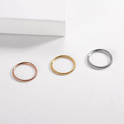 MissNity 316L Surgical Steel Hinged Nose Rings Hoop 20G 18G 16G 14G, Diameter 6mm to 10mm, Color Gold - Rose Gold - Silver - Black - Rainbow - color: C21: Black - 1pc