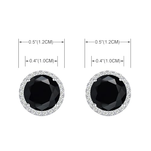 YOQUCOL 10MM Cubic Zirconia Crystal Clip On Stud Earrings Round Non Pierced Earrings for Women - color: Black