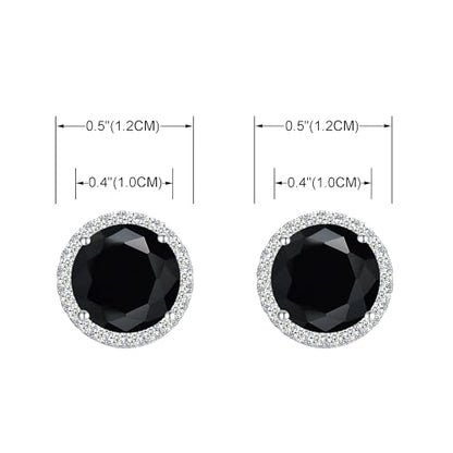 YOQUCOL 10MM Cubic Zirconia Crystal Clip On Stud Earrings Round Non Pierced Earrings for Women - color: Black
