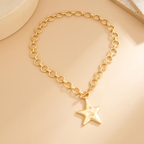 Sora Tuki Chunky Star Necklace for Women Trendy Big Statement Necklace Large Star Pendant Necklaces Thick Chain OT Toggle Necklaces Boho Chunky Jewelry - style: G