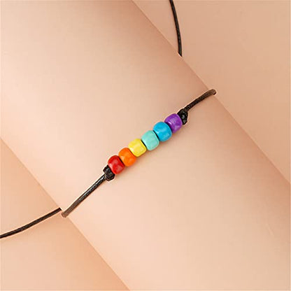 Bohemian Seed Bead Beaded Bracelet Anklet Colorful Rainbow LGBT Pride Bracelet LGBT BFF Friendship Bracelets for Women Men Jewelry Adjust - color: 02 Colorful Seed Bead