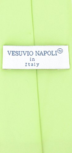 Vesuvio Napoli PreTied Men's Necktie Solid Color Mens Adjustable Zipper Neck Tie - color: Lime Green