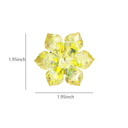 Crystal Flower Brooch Pin for Women Dress Suit Bag Hat Broochs Pins Christmas Brooch Pin Wedding Party Birthday Dance Jewelry Accessories - color: Yellow Flower Brooch Pin