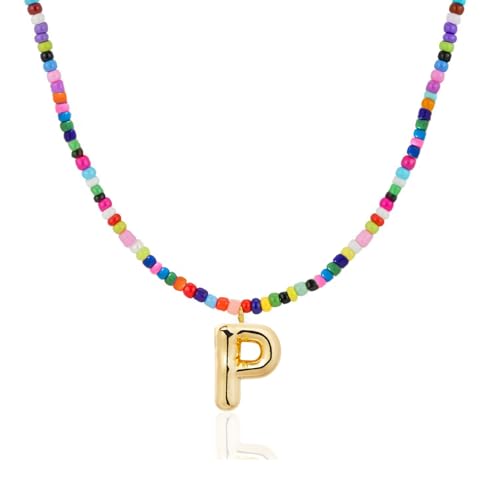 Colorful Initial Necklaces Gifts for Girls Kids Teens, 6-18 Year Old Girl Birthday Gift Teen Girl Gifts Trendy Stuff Gold Bubble Letter Pendent Necklace Jewelry - style: P