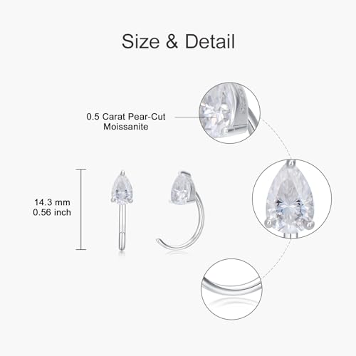 925 Sterling Silver Moissanite Huggie Half Hoop Earrings for Women - style: style 4
