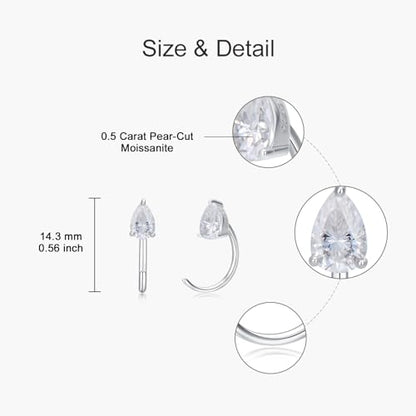 925 Sterling Silver Moissanite Huggie Half Hoop Earrings for Women - style: style 4