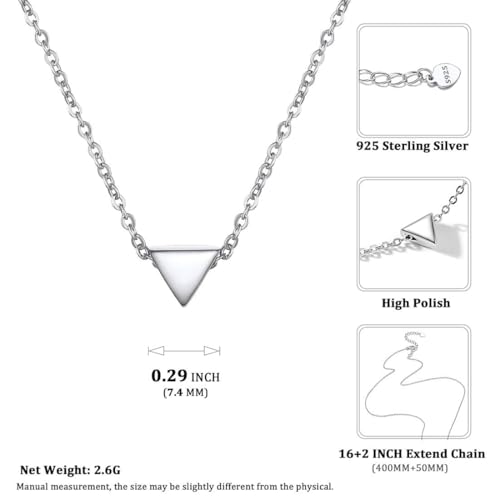 ChicSilver 925 Sterling Silver Cross/Heart/Butterfly/Star/Moon Necklace for Women, Hypoallergenic Dainty Small Silver Pendant Necklaces (with Gift Box) - style: 07.Triangle