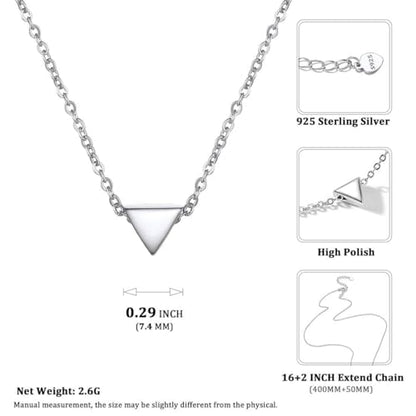 ChicSilver 925 Sterling Silver Cross/Heart/Butterfly/Star/Moon Necklace for Women, Hypoallergenic Dainty Small Silver Pendant Necklaces (with Gift Box) - style: 07.Triangle