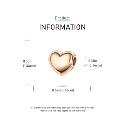925 Sterling Silver Charms Pendants Mom Heart Dog koi fish Sea Turtle Football Charms for bracelet Pendants Beads Mom Sister Wife Family, Friends, Birthday gifts - style: Heart Bead-Gold