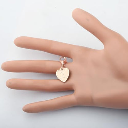 FAADBUK Initial Letter A-Z Alphabet Heart Charms for Jewelry Bracelet Keychain Necklace Initial Stainless steel Clasp Clip on Charm - color: intial E RG