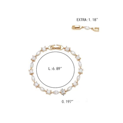FANZE Gold Plated Cubic Zirconia Tennis Bracelets for Women Dainty Trendy Adjustable Bracelet Jewelry Gift for Ladies Wedding Mother Birthday Anniversary - style: Style 12