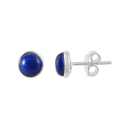 5 MM Natural Gemstone 925 Sterling Silver Hypoallergenic Studs Earrings Jewelry for Women Dainty Trendy Antiqued Silver Birthstone Earrings Jewelry Gifts for Women and Her - color: Lapis Lazuli