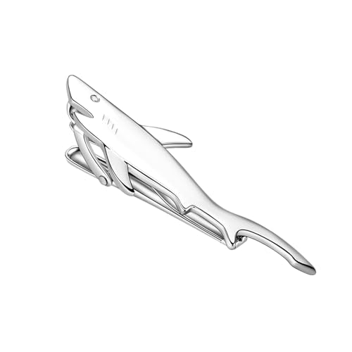 Fun Tie Clip for Men Personalized Tie Bar Fashion Business Tie Clip Men's Jewelry Gifts - style: Silvery Shark