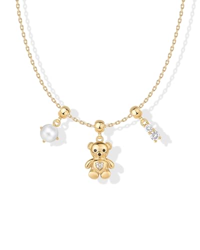 PAVOI 14K Gold Plated Dainty Necklace with Removable Charms Set for Women | 2 and 3-Pack Small Motif & Mantra Pendants, Adjustable Chain Gold Charm Necklace, Cute Jewelry Gifts - style: Cute Memories Pack