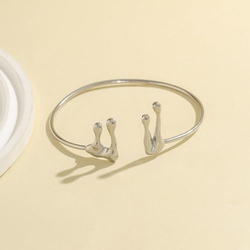 Gold Coil Arm Cuff for Women,Upper Cuff Bracelet Armlet Minimalist Armband Bangle Liquid Lava Chain Open Bangle bracelets for Women - style: Lava Droplet - Silver