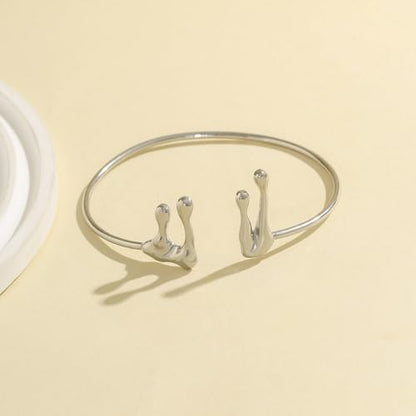 Gold Coil Arm Cuff for Women,Upper Cuff Bracelet Armlet Minimalist Armband Bangle Liquid Lava Chain Open Bangle bracelets for Women - style: Lava Droplet - Silver