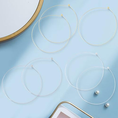 CREATCABIN 9Pcs 3 Colors 1.2mm Wire Wrap Collar Necklaces for Women 304 Stainless Steel Choker Golden Open Choker Collar Metal Plain Round Chain Necklace Round Chain for DIY Jewelry Making Gifts