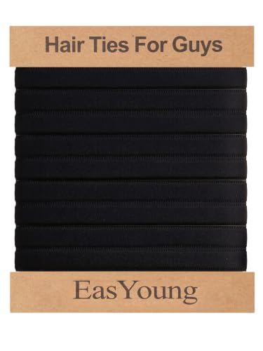 EasYoung Braided Mens Hair Ties For Men, For Buns Curly Thick Dense Hair Elastic Hair Ties For Guys, No damage No Crease Breakage, 9 Count (Pack of 1) - color: 04.Color D