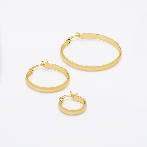 Amazon Essentials 14K Gold or Sterling Silver Plated Polished Dome Hoop - color: Yellow Gold, size: 15 mm
