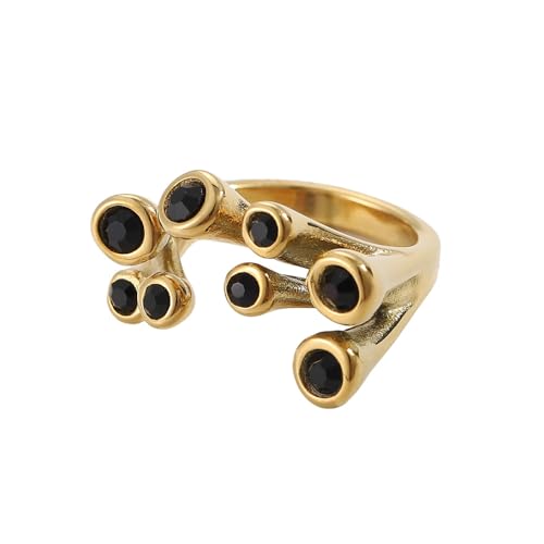 Gold-Tone Crystal Bezel-Set Ring, Multi-Stone Colorful Rhinestone Statement Ring