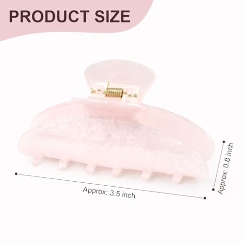 2 Pack Hair Claw Clips Women Large Tortoise Hair Clip French Design Barrettes Celluloid Leopard Print Accessories Jaw Clips for Thick Hair - color: Pearl White Shell