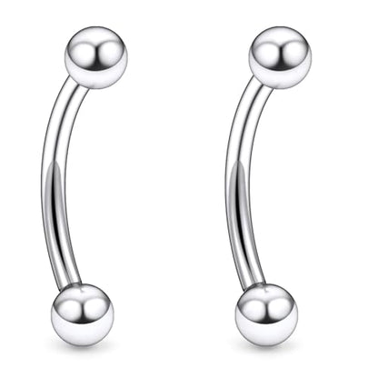 20g 18g 16g 14g Rook Piercing Jewelry Titanium Externally Threaded Curved Barbell Eyebrow Tragus Helix Conch Lobe Labret Earrings Lip Rings Body Piercing Jewelry For Women Men Ball Spike 6mm-19mm - size: 16G - 14mm Ball
