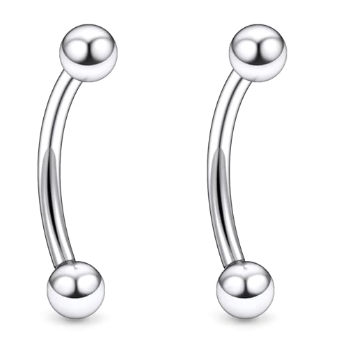 20g 18g 16g 14g Rook Piercing Jewelry Titanium Externally Threaded Curved Barbell Eyebrow Tragus Helix Conch Lobe Labret Earrings Lip Rings Body Piercing Jewelry For Women Men Ball Spike 6mm-19mm - size: 16G - 16mm Ball
