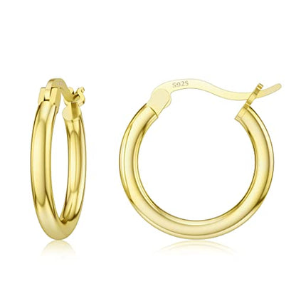 JIAYIQI Sterling Silver Hoop Earrings 18K White Gold Plated Silver Circle Endless Earrings Hoops Jewelry Lightweight Hoop Earring for Women Diameter 10,14,16,18,20,25,30,35,40,50,60mm - style: Gold-14mm